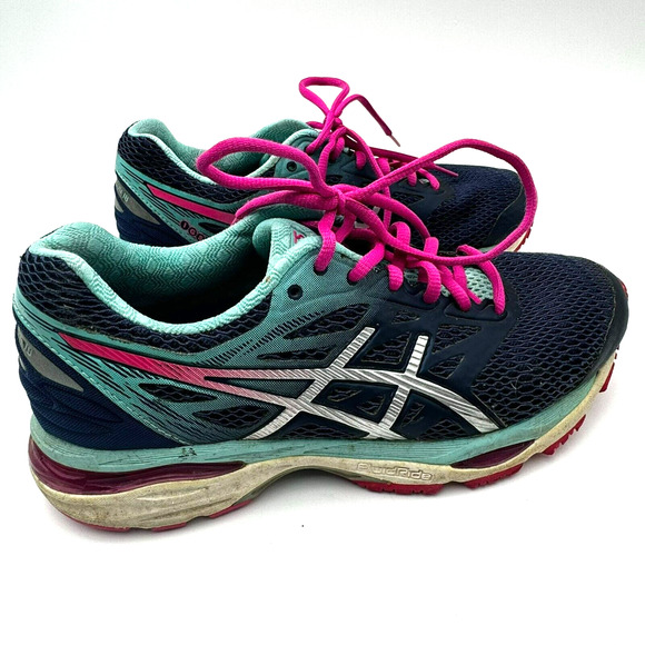 ASICS | Gel Cumulus 18 Womens 8 Running Shoes Pink Purple Teal Athletic Sneakers - Picture 1 of 8